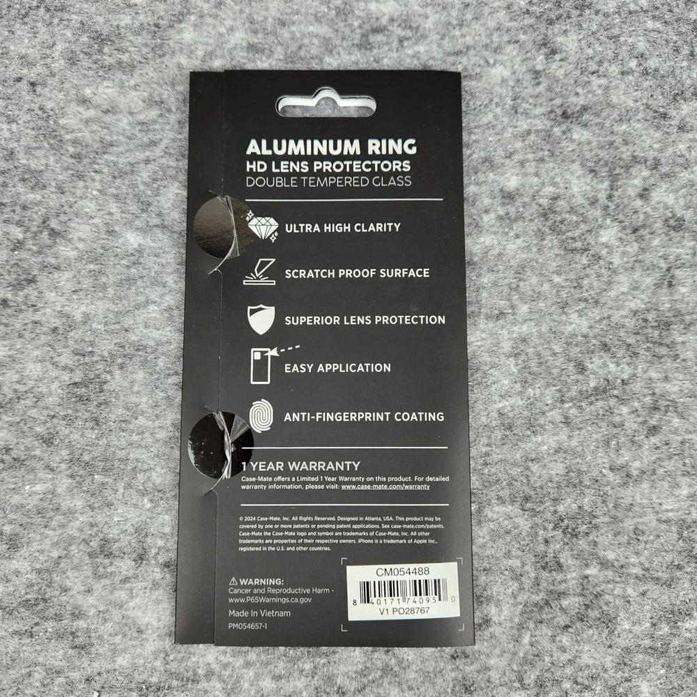 NWT Case Mate Tempered Glass Lens Protector iPhone 16 Plus Aluminum Ring